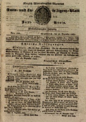 Allgemeines Amts- und Intelligenz-Blatt für den Jaxt-Kreis Mittwoch 20. Dezember 1843