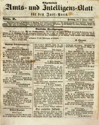 Allgemeines Amts- und Intelligenz-Blatt für den Jaxt-Kreis Freitag 5. Januar 1849