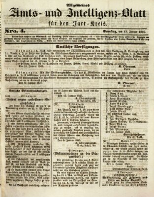 Allgemeines Amts- und Intelligenz-Blatt für den Jaxt-Kreis Samstag 13. Januar 1849