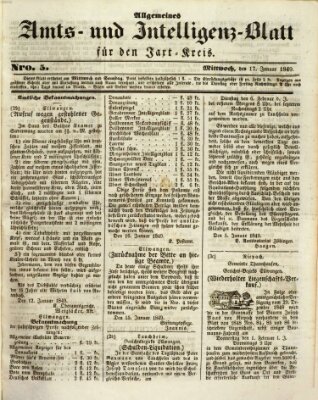 Allgemeines Amts- und Intelligenz-Blatt für den Jaxt-Kreis Mittwoch 17. Januar 1849