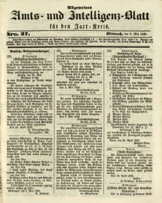 Allgemeines Amts- und Intelligenz-Blatt für den Jaxt-Kreis Mittwoch 9. Mai 1849