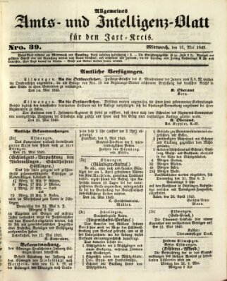 Allgemeines Amts- und Intelligenz-Blatt für den Jaxt-Kreis Mittwoch 16. Mai 1849