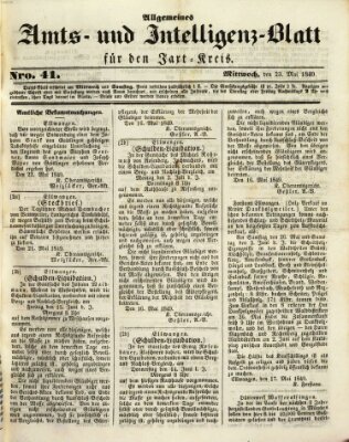 Allgemeines Amts- und Intelligenz-Blatt für den Jaxt-Kreis Mittwoch 23. Mai 1849