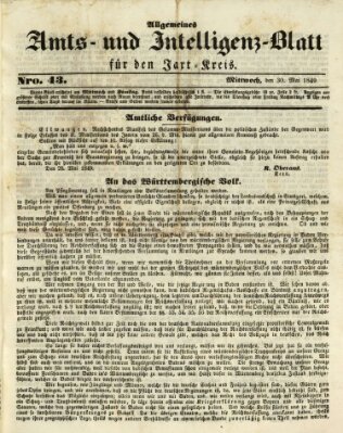 Allgemeines Amts- und Intelligenz-Blatt für den Jaxt-Kreis Mittwoch 30. Mai 1849