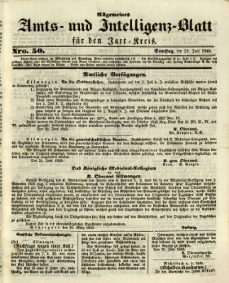 Allgemeines Amts- und Intelligenz-Blatt für den Jaxt-Kreis Samstag 23. Juni 1849