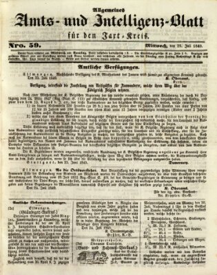 Allgemeines Amts- und Intelligenz-Blatt für den Jaxt-Kreis Mittwoch 25. Juli 1849