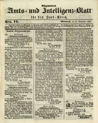 Allgemeines Amts- und Intelligenz-Blatt für den Jaxt-Kreis Mittwoch 26. September 1849