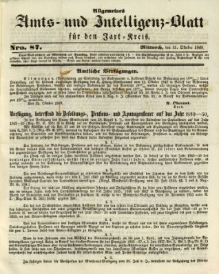 Allgemeines Amts- und Intelligenz-Blatt für den Jaxt-Kreis Mittwoch 31. Oktober 1849