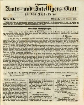 Allgemeines Amts- und Intelligenz-Blatt für den Jaxt-Kreis Mittwoch 28. November 1849