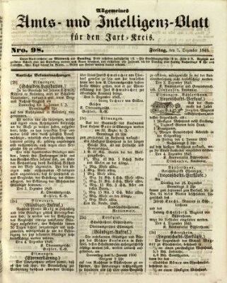 Allgemeines Amts- und Intelligenz-Blatt für den Jaxt-Kreis Freitag 7. Dezember 1849