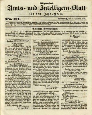 Allgemeines Amts- und Intelligenz-Blatt für den Jaxt-Kreis Mittwoch 19. Dezember 1849