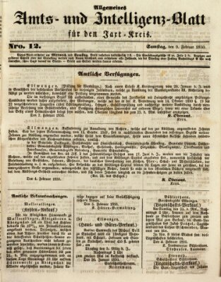 Allgemeines Amts- und Intelligenz-Blatt für den Jaxt-Kreis Samstag 9. Februar 1850