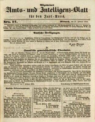 Allgemeines Amts- und Intelligenz-Blatt für den Jaxt-Kreis Mittwoch 27. Februar 1850