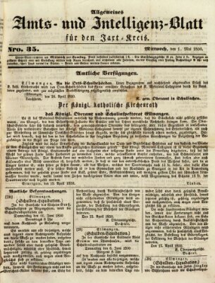 Allgemeines Amts- und Intelligenz-Blatt für den Jaxt-Kreis Mittwoch 1. Mai 1850