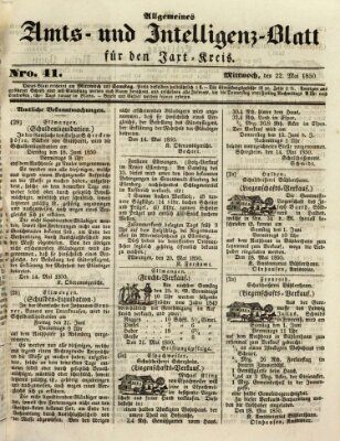 Allgemeines Amts- und Intelligenz-Blatt für den Jaxt-Kreis Mittwoch 22. Mai 1850