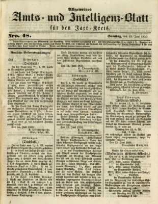 Allgemeines Amts- und Intelligenz-Blatt für den Jaxt-Kreis Samstag 15. Juni 1850