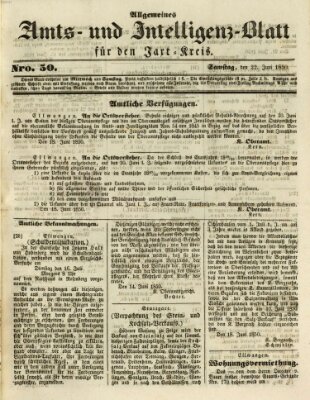 Allgemeines Amts- und Intelligenz-Blatt für den Jaxt-Kreis Samstag 22. Juni 1850