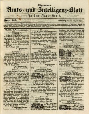 Allgemeines Amts- und Intelligenz-Blatt für den Jaxt-Kreis Samstag 10. August 1850