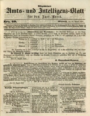 Allgemeines Amts- und Intelligenz-Blatt für den Jaxt-Kreis Mittwoch 28. August 1850