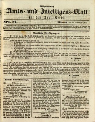 Allgemeines Amts- und Intelligenz-Blatt für den Jaxt-Kreis Mittwoch 25. September 1850