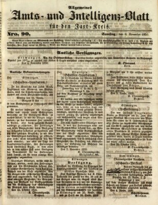 Allgemeines Amts- und Intelligenz-Blatt für den Jaxt-Kreis Samstag 9. November 1850