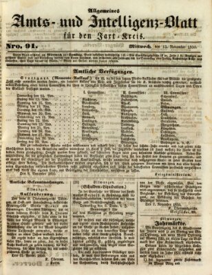 Allgemeines Amts- und Intelligenz-Blatt für den Jaxt-Kreis Mittwoch 13. November 1850