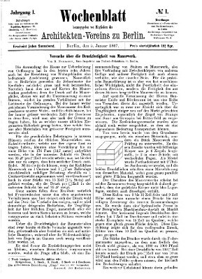 Wochenblatt (Deutsche Bauzeitung 〈Berlin〉) Samstag 5. Januar 1867