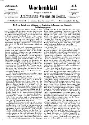 Wochenblatt (Deutsche Bauzeitung 〈Berlin〉) Samstag 19. Januar 1867