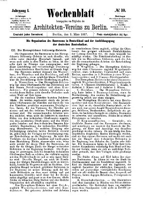 Wochenblatt (Deutsche Bauzeitung 〈Berlin〉) Samstag 9. März 1867