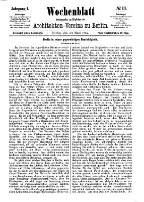 Wochenblatt (Deutsche Bauzeitung 〈Berlin〉) Samstag 30. März 1867