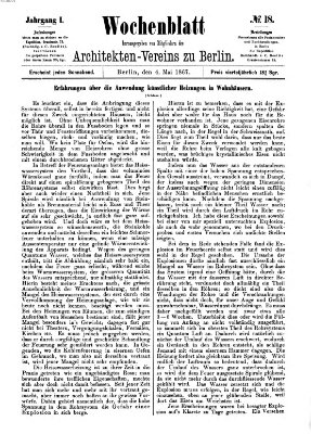 Wochenblatt (Deutsche Bauzeitung 〈Berlin〉) Samstag 4. Mai 1867