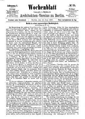 Wochenblatt (Deutsche Bauzeitung 〈Berlin〉) Samstag 22. Juni 1867