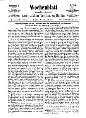 Wochenblatt (Deutsche Bauzeitung 〈Berlin〉) Freitag 26. Juli 1867