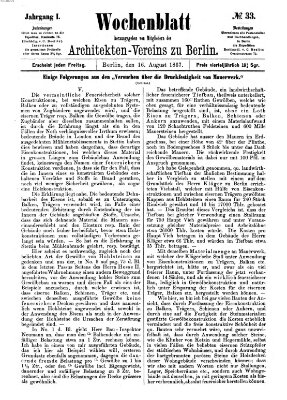 Wochenblatt (Deutsche Bauzeitung 〈Berlin〉) Freitag 16. August 1867