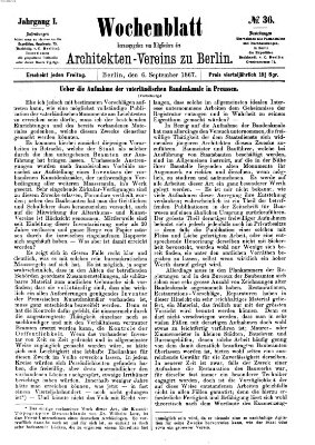 Wochenblatt (Deutsche Bauzeitung 〈Berlin〉) Freitag 6. September 1867