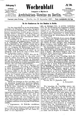 Wochenblatt (Deutsche Bauzeitung 〈Berlin〉) Freitag 27. September 1867