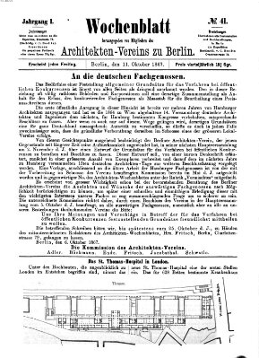 Wochenblatt (Deutsche Bauzeitung 〈Berlin〉) Freitag 11. Oktober 1867