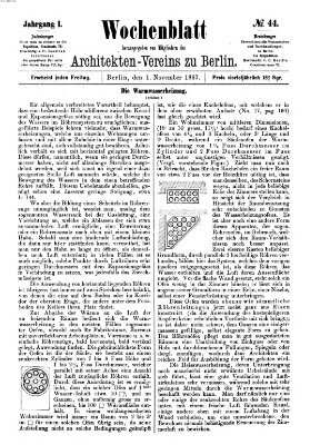 Wochenblatt (Deutsche Bauzeitung 〈Berlin〉) Freitag 1. November 1867