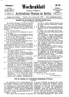 Wochenblatt (Deutsche Bauzeitung 〈Berlin〉) Freitag 8. November 1867