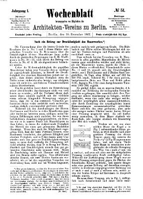 Wochenblatt (Deutsche Bauzeitung 〈Berlin〉) Freitag 20. Dezember 1867