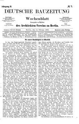 Deutsche Bauzeitung 〈Berlin〉 Freitag 14. Februar 1868