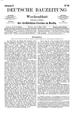 Deutsche Bauzeitung 〈Berlin〉 Freitag 6. März 1868