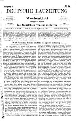 Deutsche Bauzeitung 〈Berlin〉 Freitag 25. September 1868