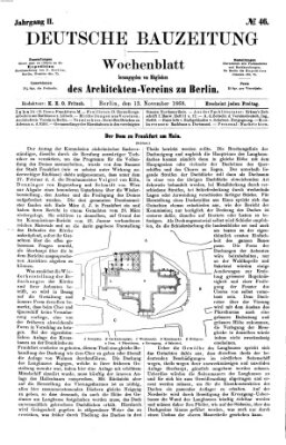 Deutsche Bauzeitung 〈Berlin〉 Freitag 13. November 1868