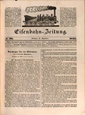 Eisenbahn-Zeitung Sonntag 7. September 1845