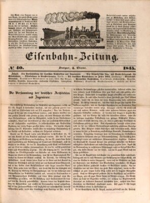 Eisenbahn-Zeitung Sonntag 5. Oktober 1845