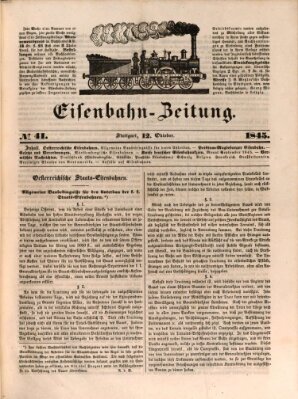 Eisenbahn-Zeitung Sonntag 12. Oktober 1845