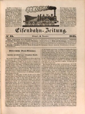 Eisenbahn-Zeitung Sonntag 9. November 1845