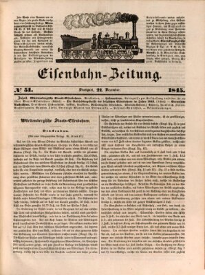 Eisenbahn-Zeitung Sonntag 21. Dezember 1845