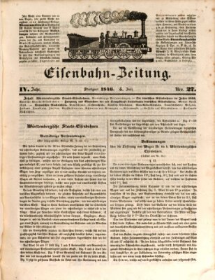 Eisenbahn-Zeitung Sonntag 5. Juli 1846